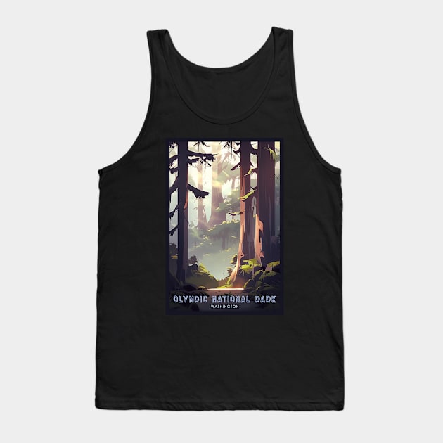 Olympic National Park Travel Poster Tank Top by GreenMary Design